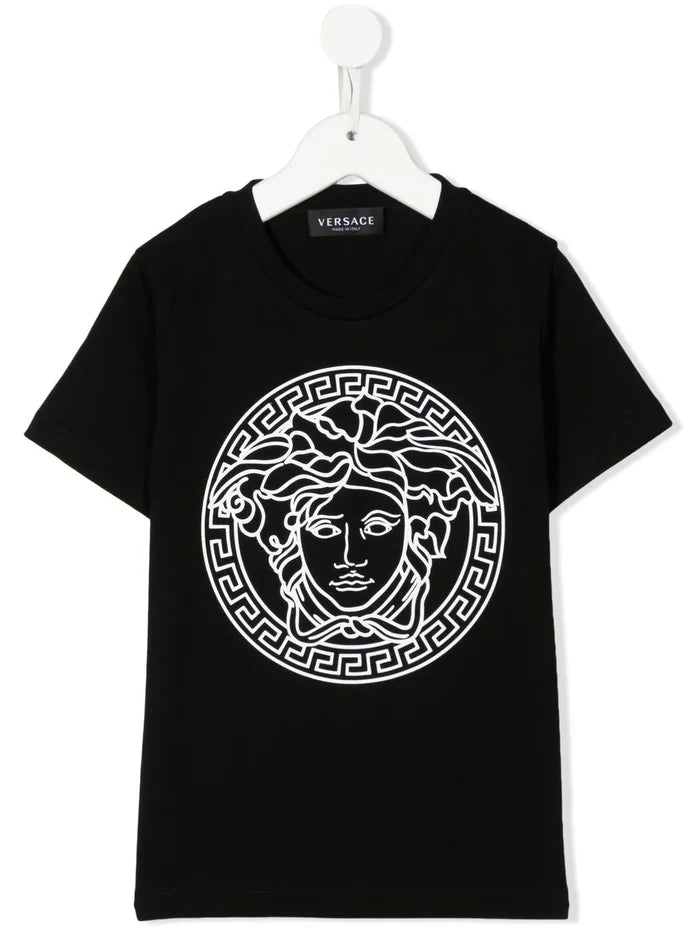 VERSACE KIDS Medusa-print Short-sleeve T-shirt Black/White - MAISONDEFASHION.COM