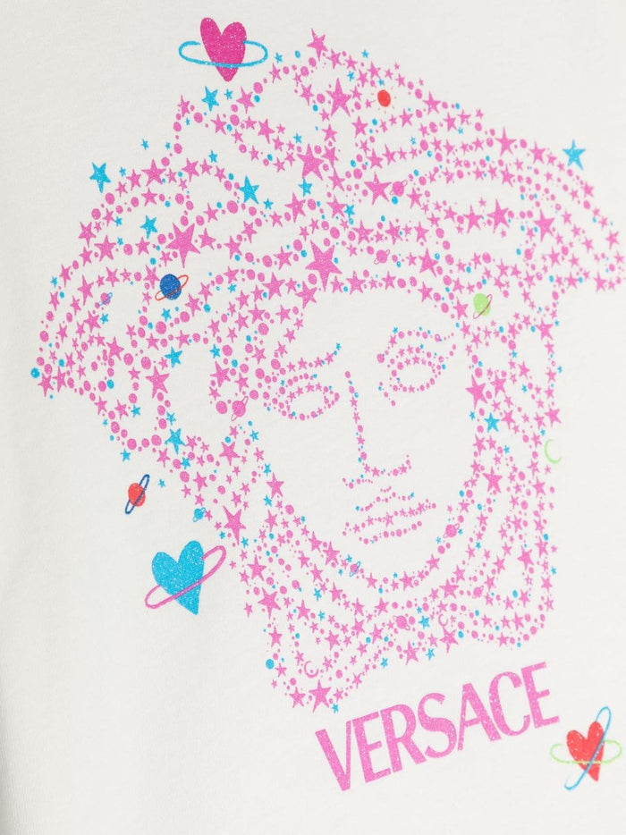 VERSACE KIDS Medusa Stars Print T-Shirt White - MAISONDEFASHION.COM