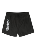 OFF-WHITE KIDS Off Graffiti Swim Short Black White - MAISONDEFASHION.COM