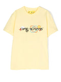 OFF-WHITE KIDS Off Planets Tee S/S Yellow Black - MAISONDEFASHION.COM
