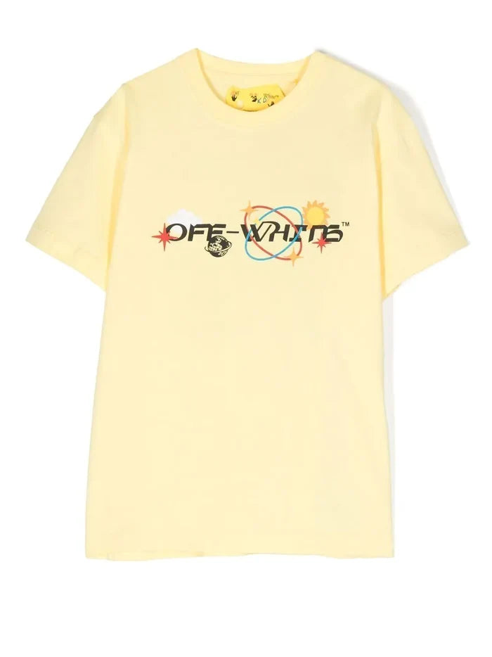 OFF-WHITE KIDS Off Planets Tee S/S Yellow Black - MAISONDEFASHION.COM
