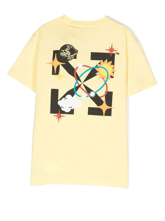 OFF-WHITE KIDS Off Planets Tee S/S Yellow Black - MAISONDEFASHION.COM