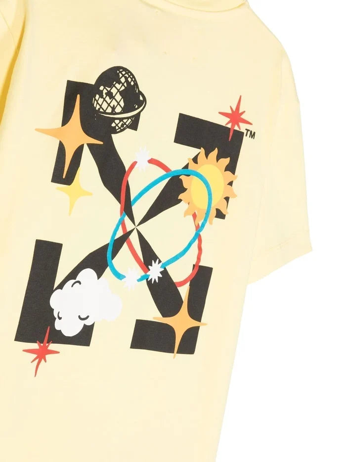 OFF-WHITE KIDS Off Planets Tee S/S Yellow Black - MAISONDEFASHION.COM