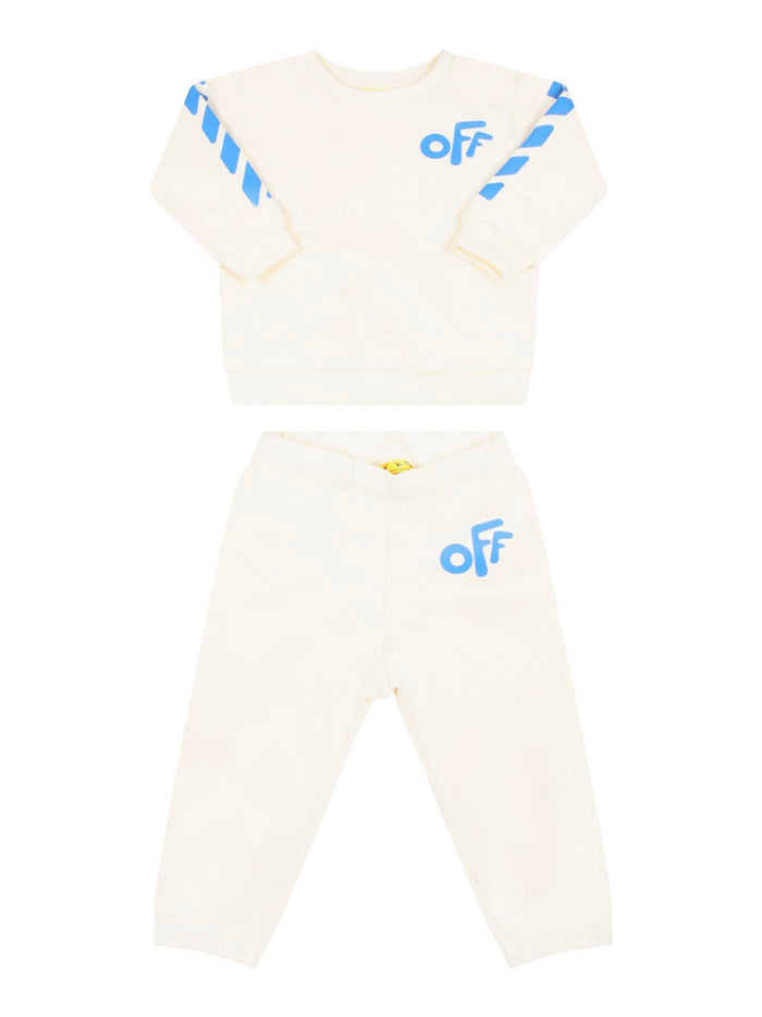 OFF-WHITE KIDS Off Rounded Logo Sweat Set White/Blue - MAISONDEFASHION.COM