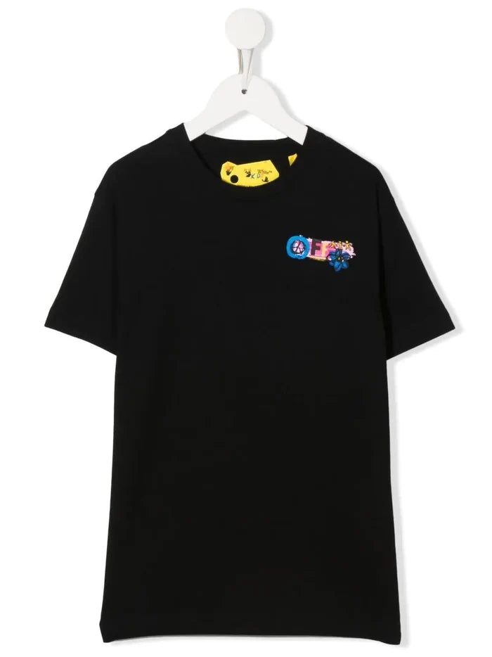 OFF-WHITE KIDS OW Together Tee Black/Pink - MAISONDEFASHION.COM