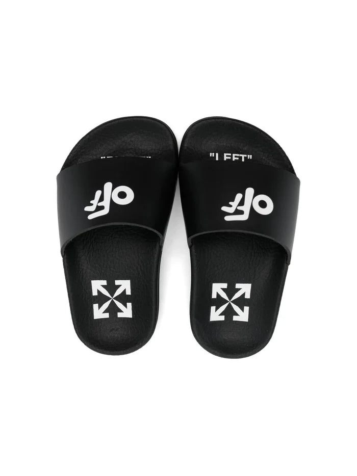 OFF-WHITE KIDS Pool Slider Off Black White - MAISONDEFASHION.COM