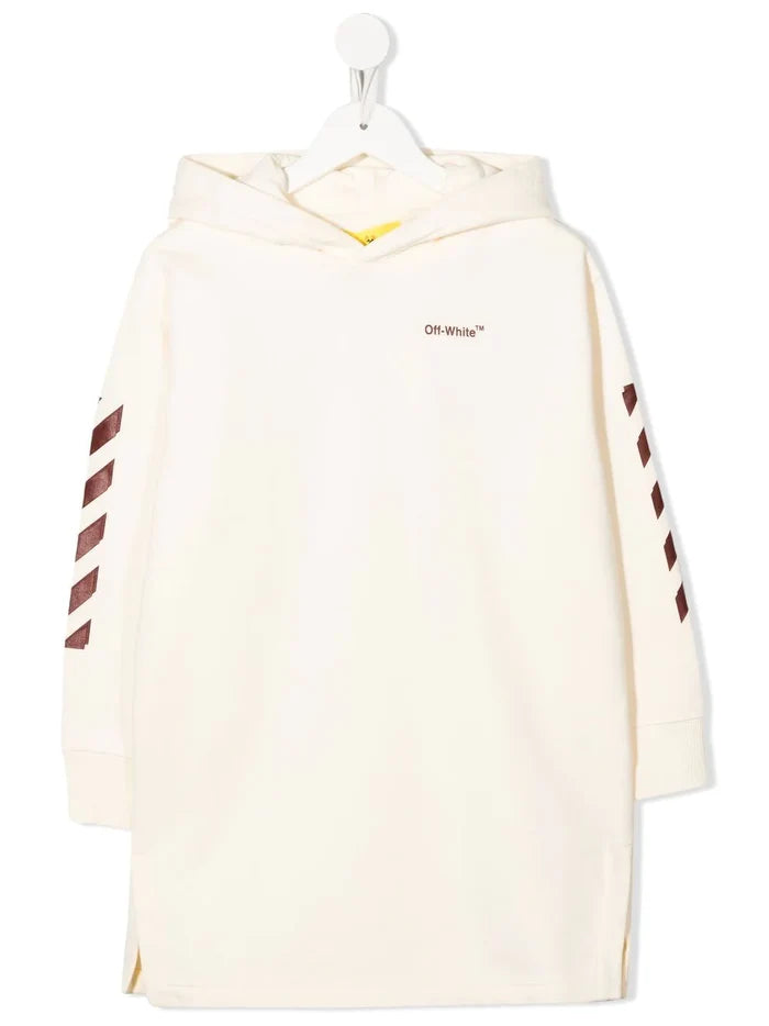OFF-WHITE KIDS Rubber Arrow Hoodie Dress White/Burgundy - MAISONDEFASHION.COM