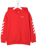 OFF-WHITE KIDS Rubber Arrow Hoodie Red/White - MAISONDEFASHION.COM