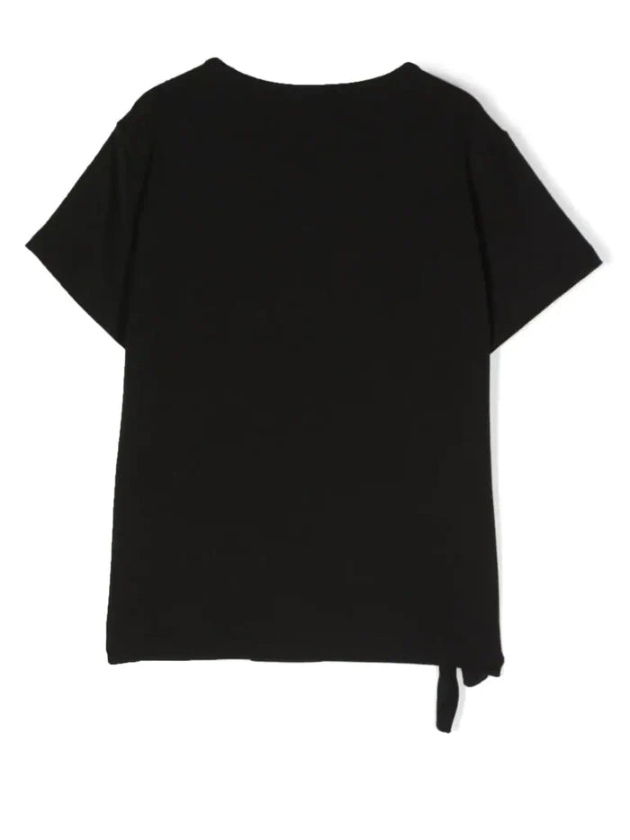 VERSACE KIDS Safety Pin-logo Cotton T-shirt Black - MAISONDEFASHION.COM
