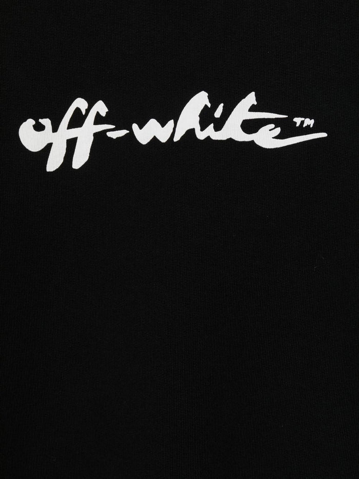 OFF-WHITE KIDS Script Logo Sweatshirt Black/White - MAISONDEFASHION.COM