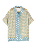 VERSACE KIDS Seashell Baroque Print Silk Shirt Light Blue - MAISONDEFASHION.COM