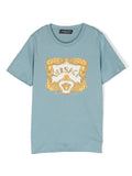 VERSACE KIDS Seashell Baroque Print T-Shirt Light Blue - MAISONDEFASHION.COM