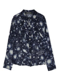 VERSACE KIDS Space-print Silk Shirt Navy Blue - MAISONDEFASHION.COM