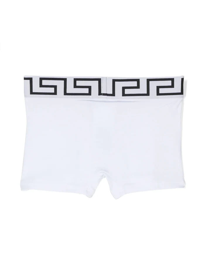 VERSACE KIDS Two-pack Greca-trim Boxers Black/White - MAISONDEFASHION.COM