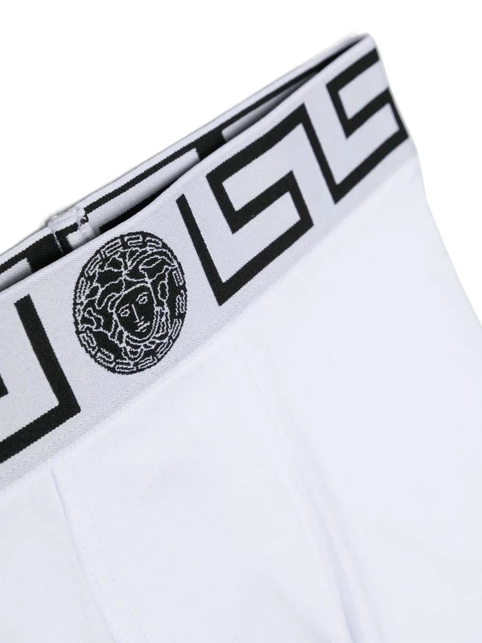 VERSACE KIDS Two-pack Greca-trim Boxers Black/White - MAISONDEFASHION.COM