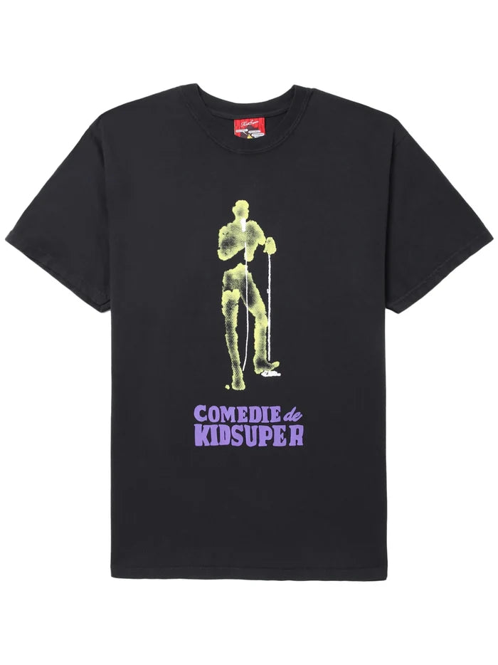 KIDSUPER Comedie Print Cotton T-Shirt Black - MAISONDEFASHION.COM