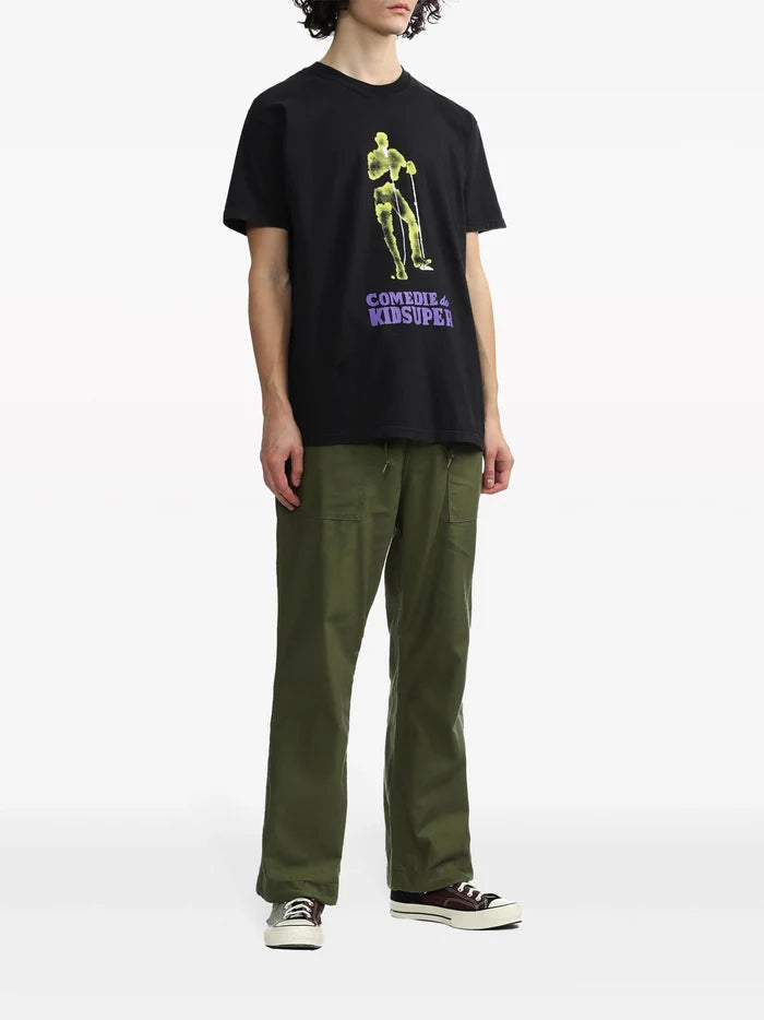KIDSUPER Comedie Print Cotton T-Shirt Black - MAISONDEFASHION.COM
