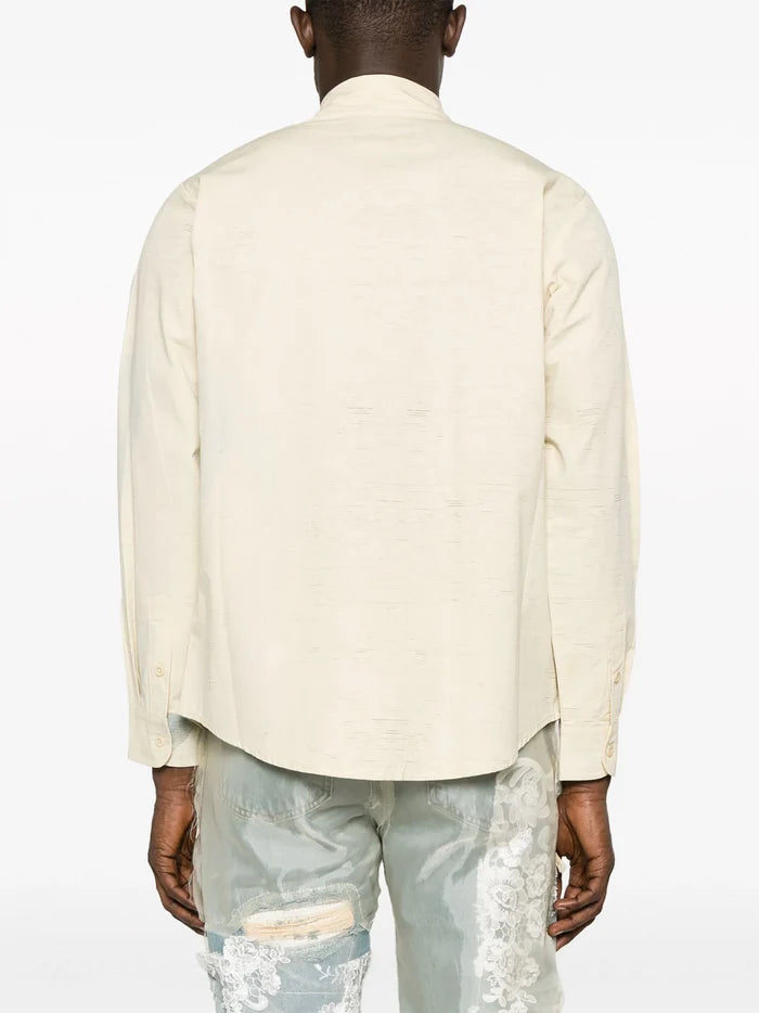 KIDSUPER Face Print Cotton Shirt Natural - MAISONDEFASHION.COM