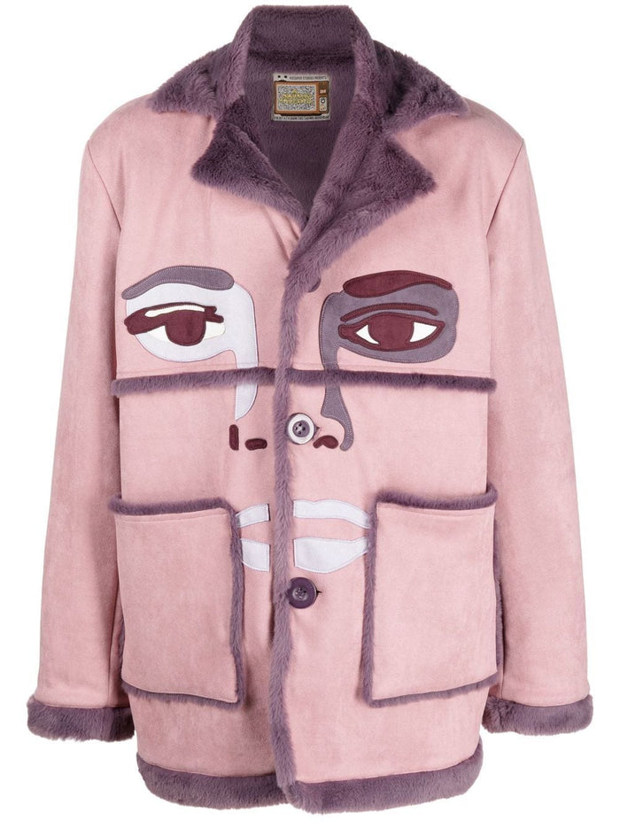 KIDSUPER Face Suede Collar Coat Pink - MAISONDEFASHION.COM