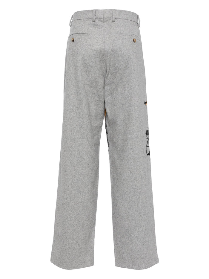KIDSUPER Heavyweight Wool & Polyester-Blend Melton Trousers Grey - MAISONDEFASHION.COM