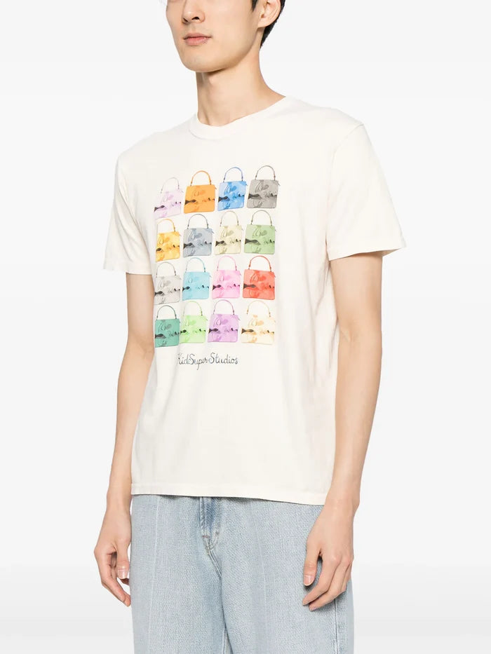 KIDSUPER Kissing Bags Print Cotton T-Shirt White - MAISONDEFASHION.COM
