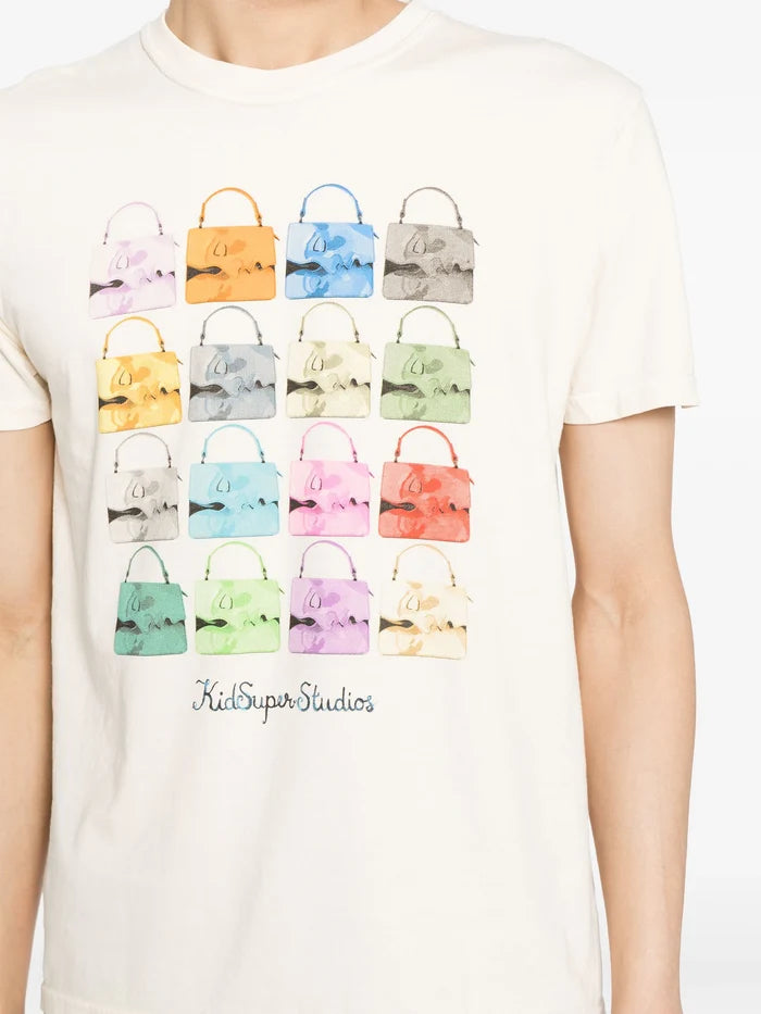 KIDSUPER Kissing Bags Print Cotton T-Shirt White - MAISONDEFASHION.COM