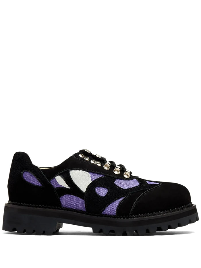 KIDSUPER Panelled Suede Lace-Up Sneakers Black/Multi - MAISONDEFASHION.COM