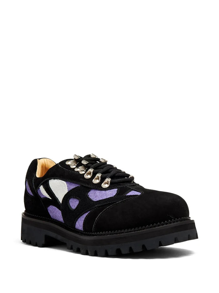 KIDSUPER Panelled Suede Lace-Up Sneakers Black/Multi - MAISONDEFASHION.COM