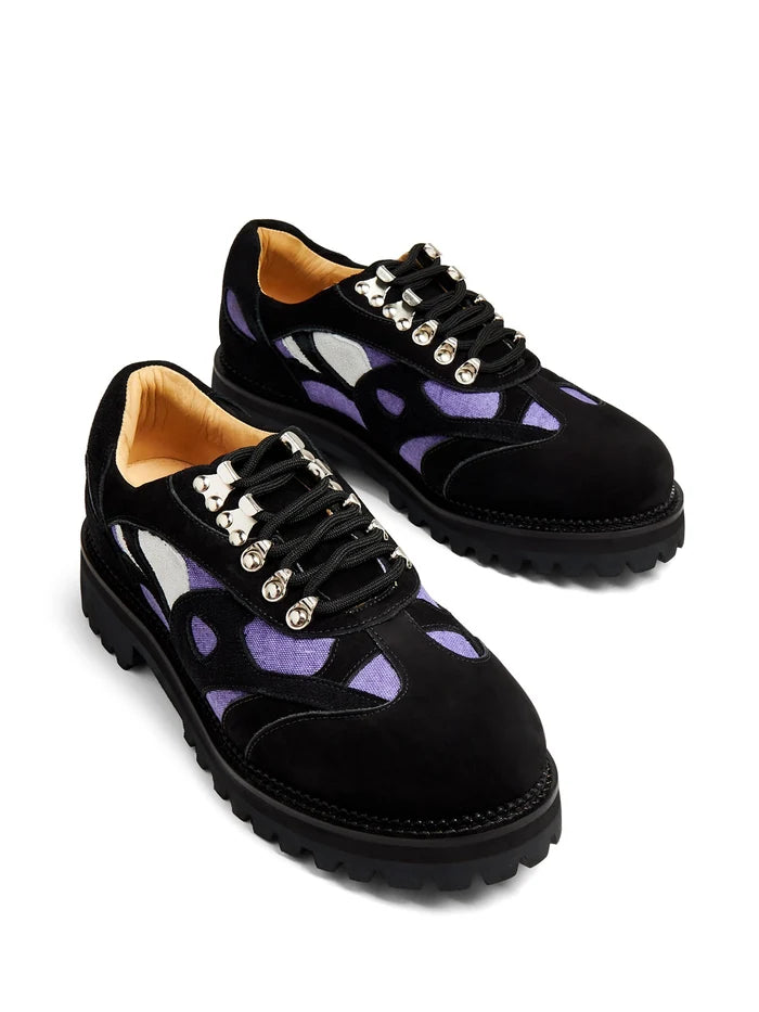 KIDSUPER Panelled Suede Lace-Up Sneakers Black/Multi - MAISONDEFASHION.COM