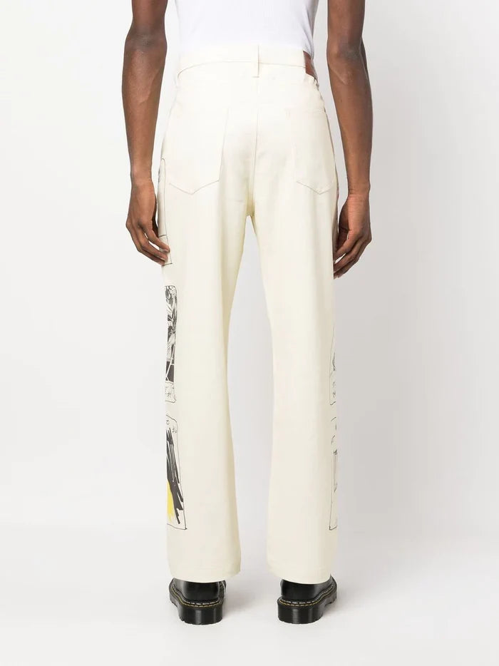 KIDSUPER Screenplay Pants Cream - MAISONDEFASHION.COM