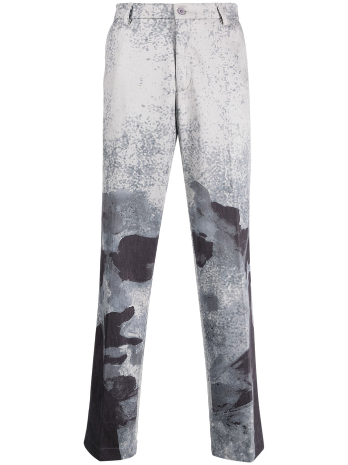 KIDSUPER Suede Portrait Graphic Print Suit Pants Black - MAISONDEFASHION.COM