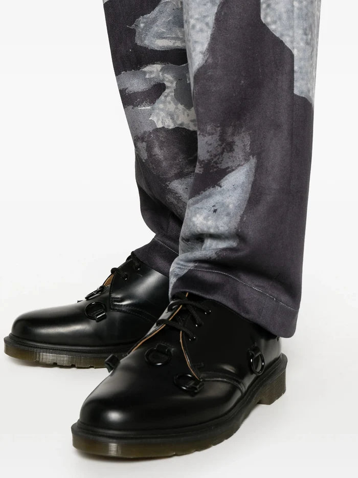 KIDSUPER Suede Portrait Graphic Print Suit Pants Black - MAISONDEFASHION.COM