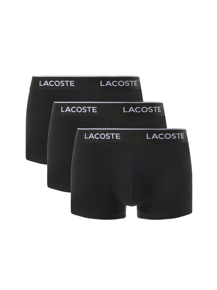 LACOSTE 3-Pack Stretch Cotton Trunks Black - MAISONDEFASHION.COM