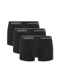 LACOSTE 3-Pack Stretch Cotton Trunks Black - MAISONDEFASHION.COM