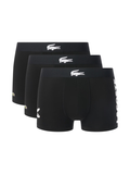 LACOSTE 3-Pack Stretch Cotton Trunks Black - MAISONDEFASHION.COM