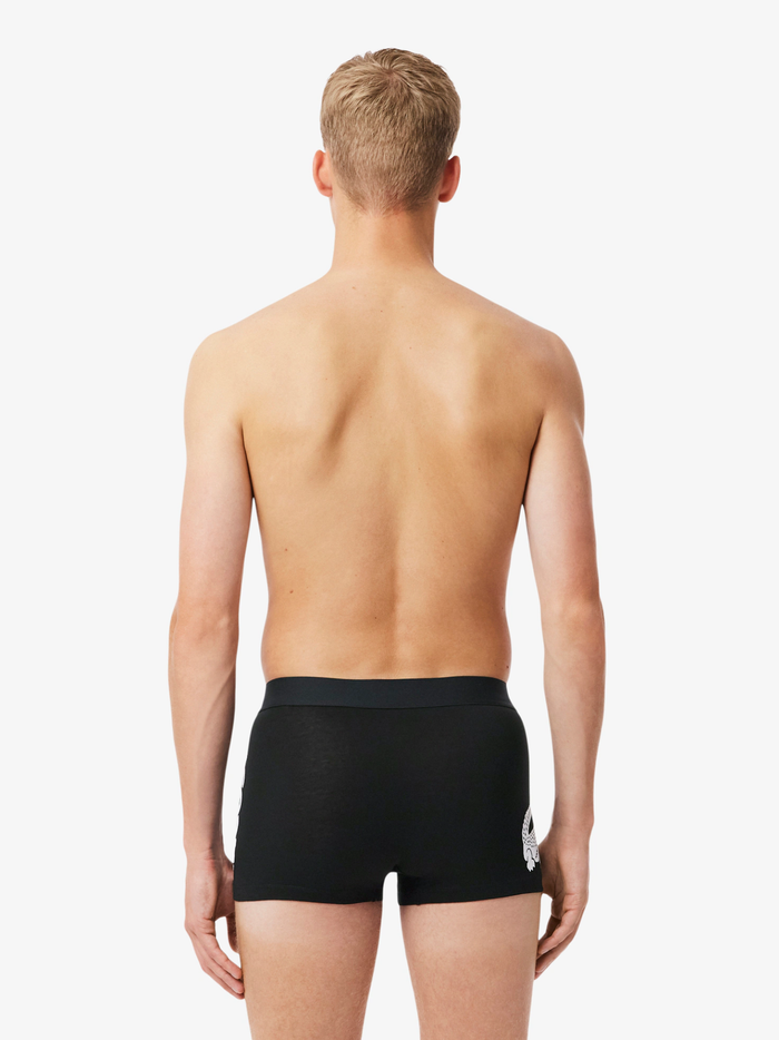 LACOSTE 3-Pack Stretch Cotton Trunks Black - MAISONDEFASHION.COM