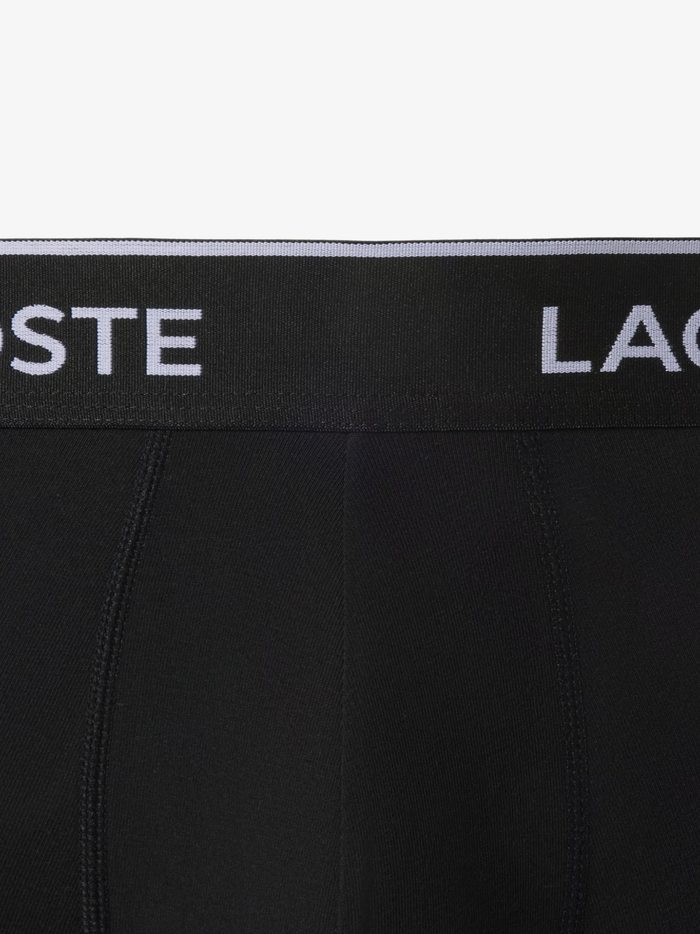 LACOSTE 3-Pack Stretch Cotton Trunks Black - MAISONDEFASHION.COM