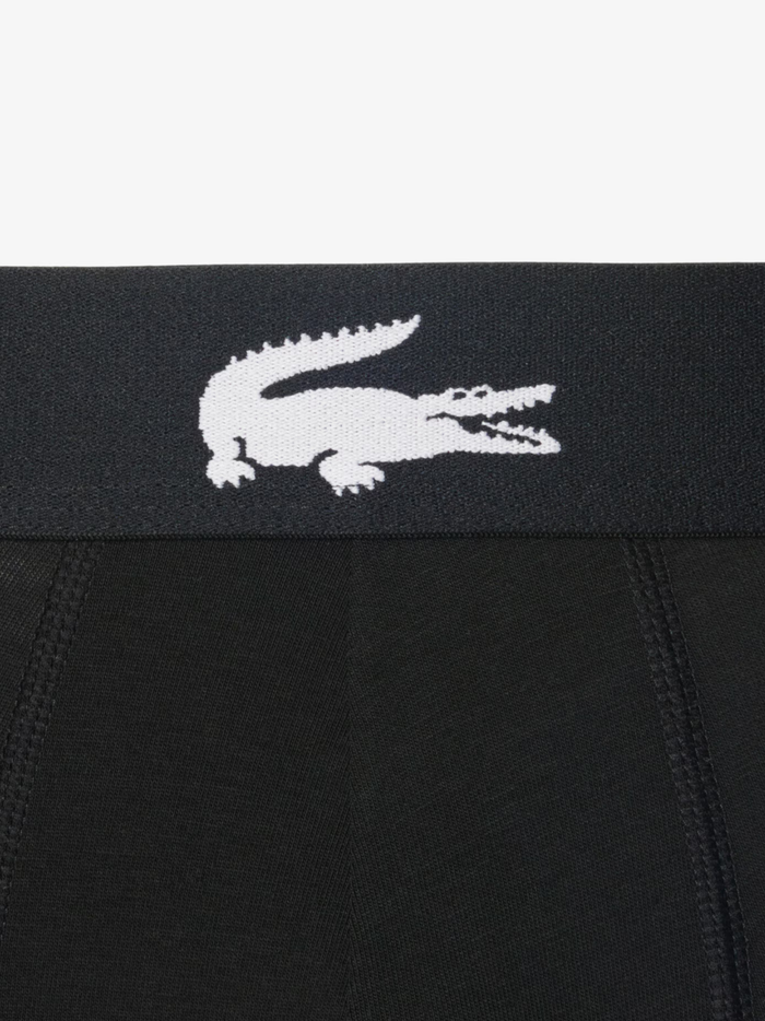 LACOSTE 3-Pack Stretch Cotton Trunks Black - MAISONDEFASHION.COM