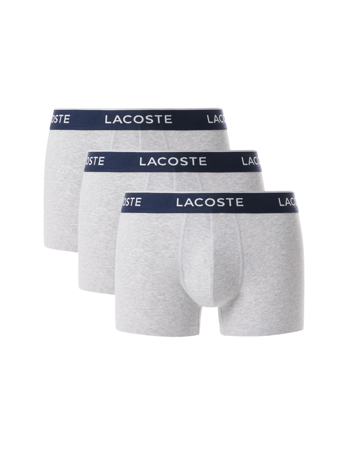LACOSTE 3-Pack Stretch Cotton Trunks Light Grey - MAISONDEFASHION.COM