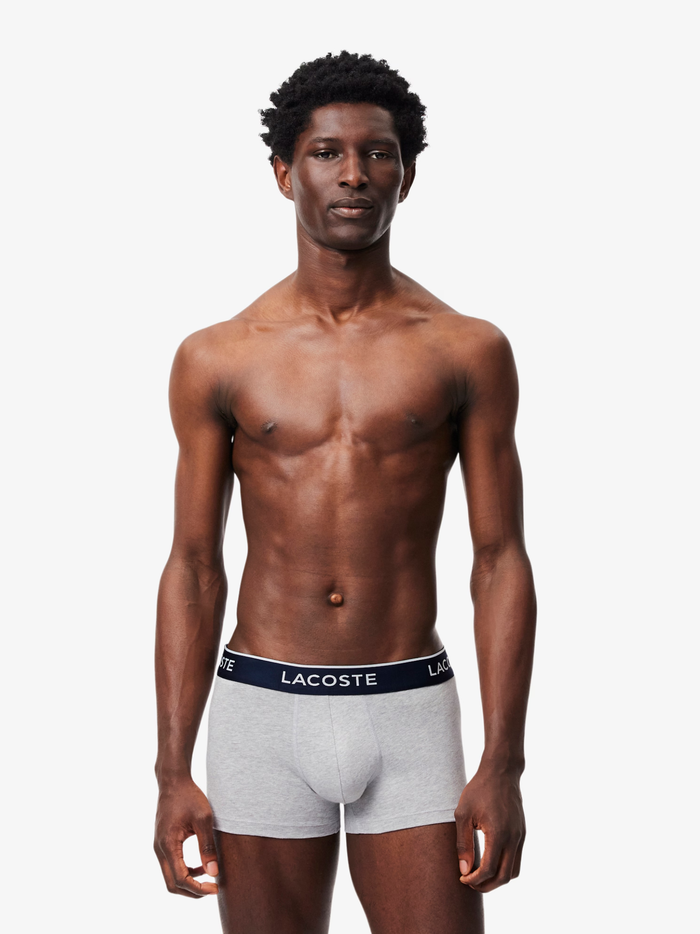 LACOSTE 3-Pack Stretch Cotton Trunks Light Grey - MAISONDEFASHION.COM