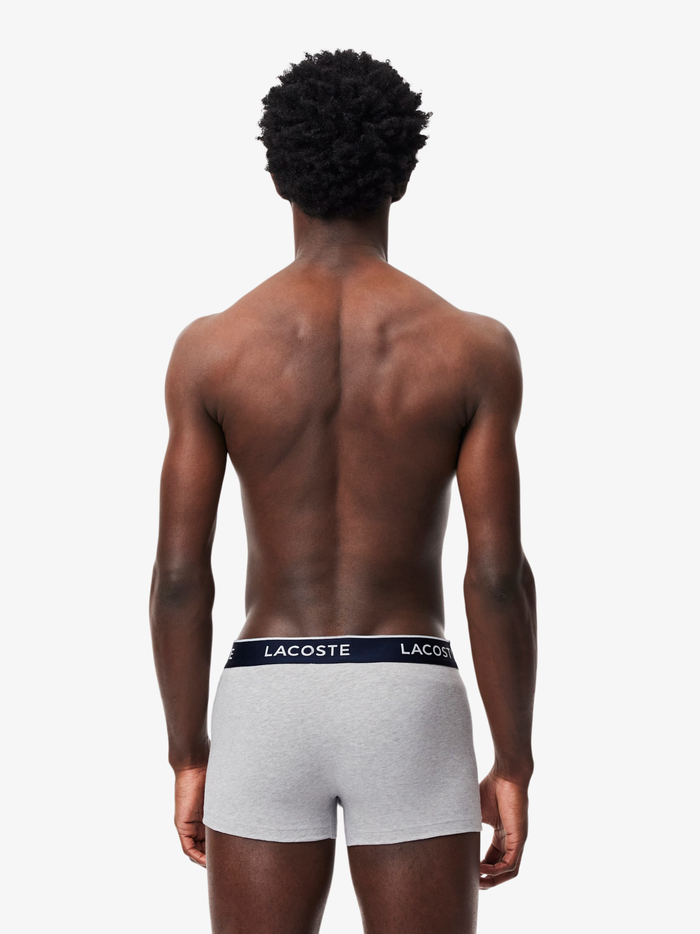 LACOSTE 3-Pack Stretch Cotton Trunks Light Grey - MAISONDEFASHION.COM