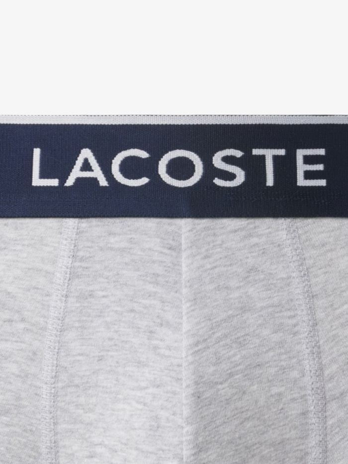 LACOSTE 3-Pack Stretch Cotton Trunks Light Grey - MAISONDEFASHION.COM