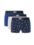 LACOSTE 3-Pack Stretch Cotton Trunks Navy/White/Grey - MAISONDEFASHION.COM