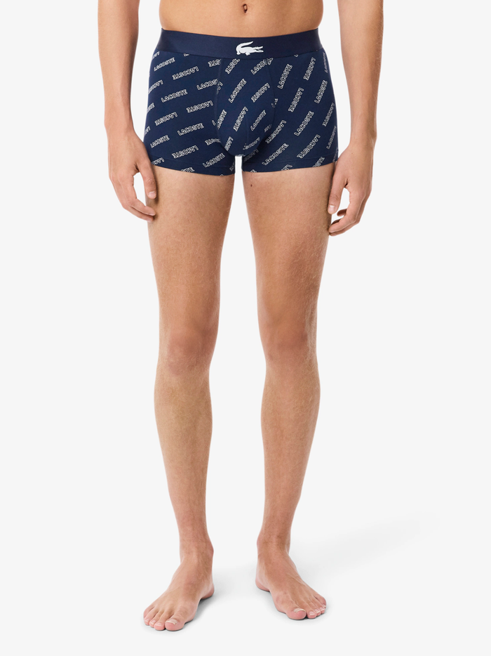 LACOSTE 3-Pack Stretch Cotton Trunks Navy/White/Grey - MAISONDEFASHION.COM