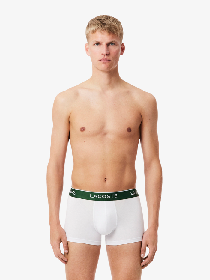 LACOSTE 3-Pack Stretch Cotton Trunks White - MAISONDEFASHION.COM