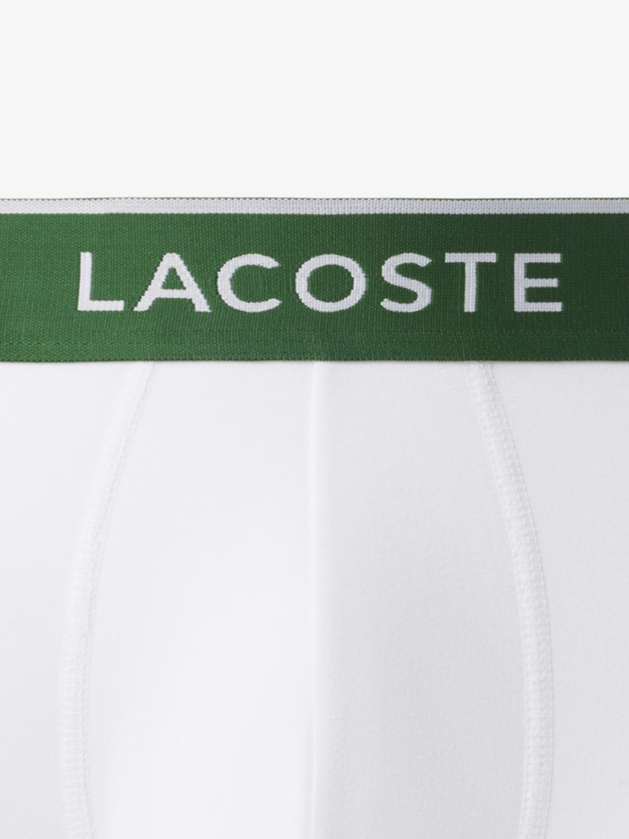 LACOSTE 3-Pack Stretch Cotton Trunks White - MAISONDEFASHION.COM