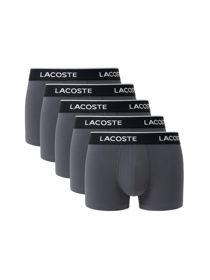 LACOSTE 5-Pack Cotton Jersey Trunks Grey - MAISONDEFASHION.COM