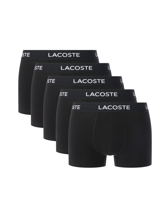 LACOSTE 5-Pack Stretch Cotton Trunks Black - MAISONDEFASHION.COM