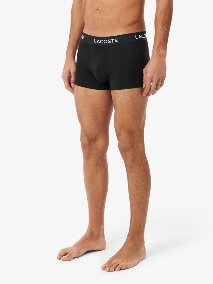 LACOSTE 5-Pack Stretch Cotton Trunks Black - MAISONDEFASHION.COM