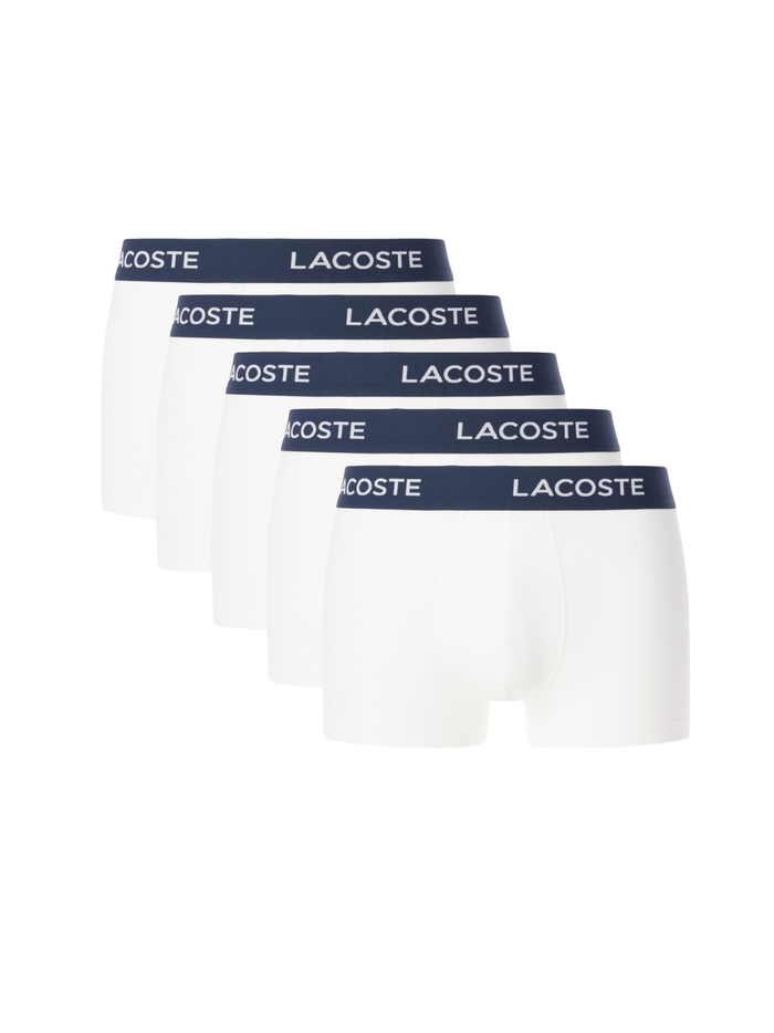 LACOSTE 5-Pack Stretch Cotton Trunks White - MAISONDEFASHION.COM